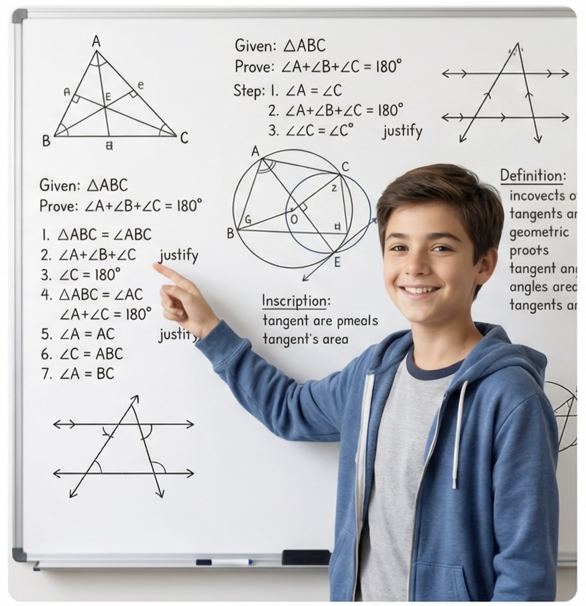 Student mastering Geometry at the whiteboard
